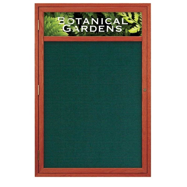 Sliding Glass Door Radius Letterboard, 96"x48", Satin/Green